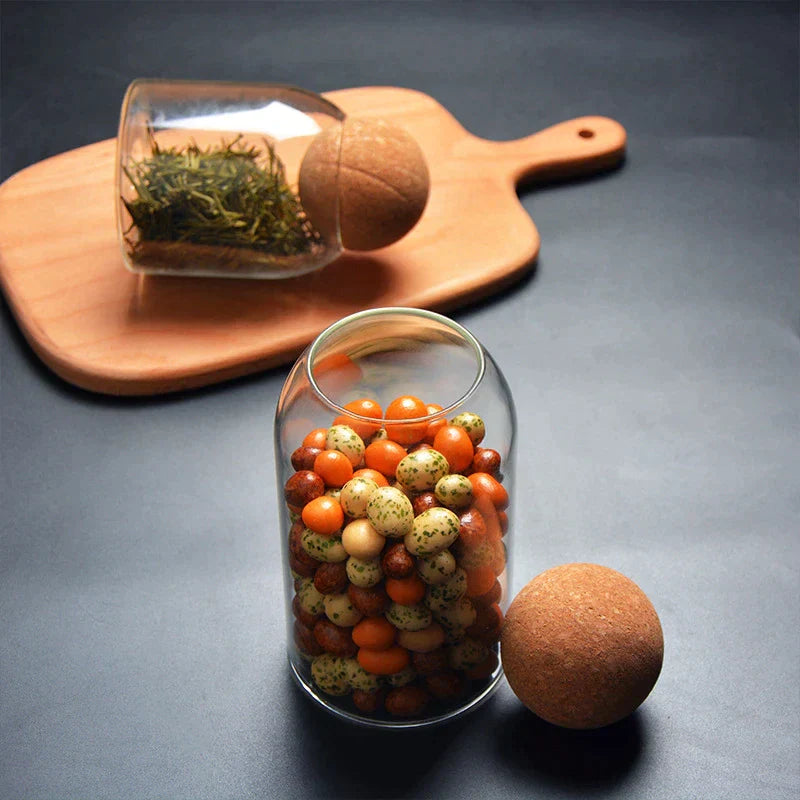 4pc Ball Cork Glass Jar Set